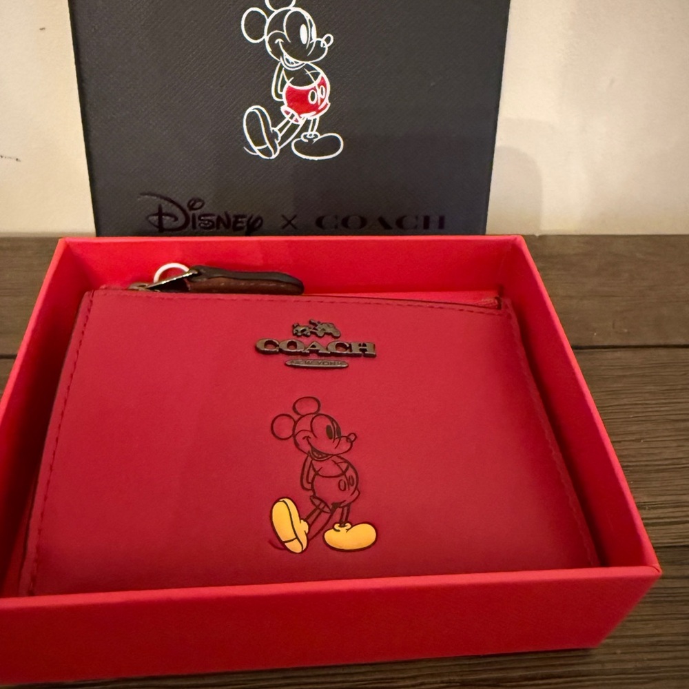 Coach Red Mickey Mouse Key & Card Holder